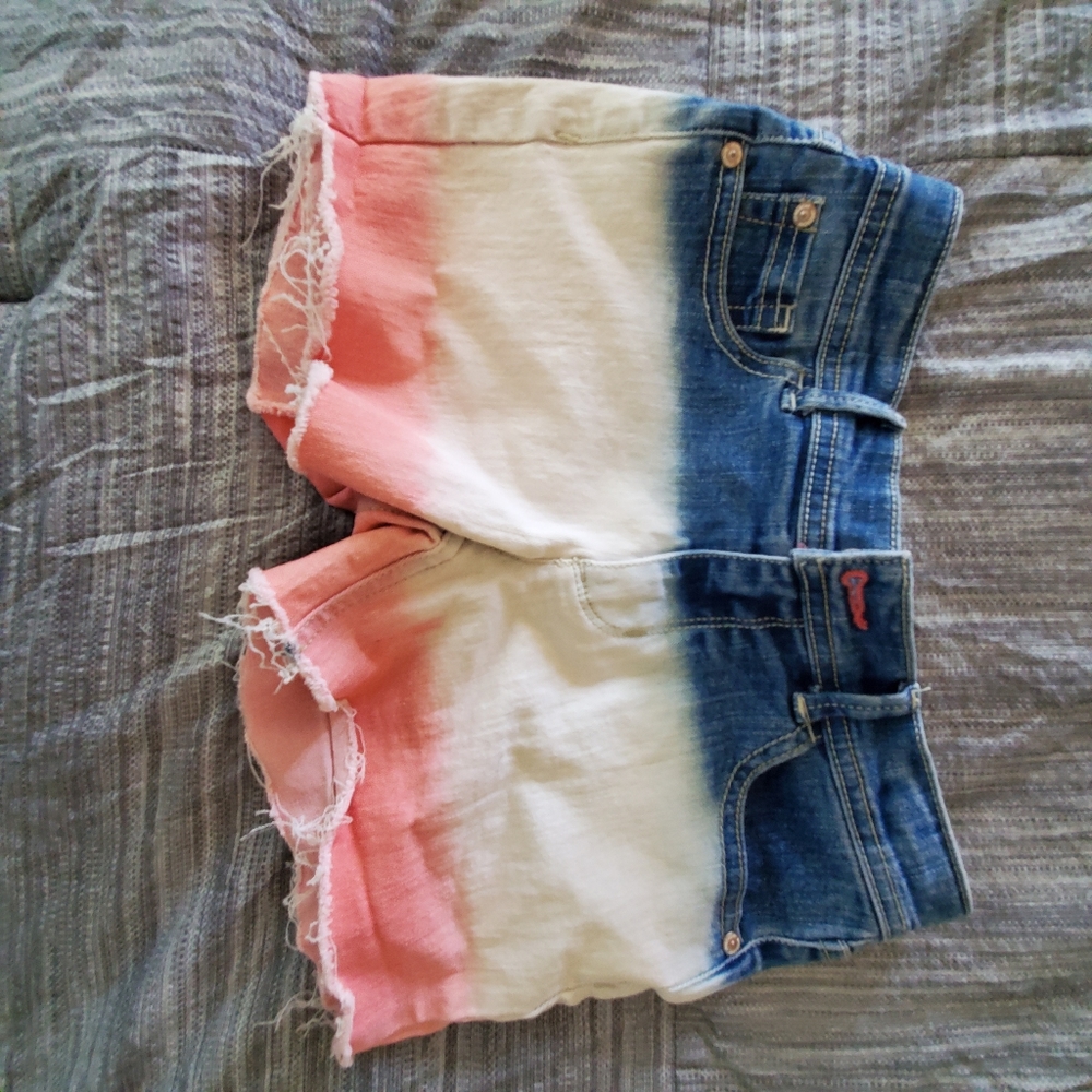 Jordache Red White Blue Faded Cutoff Jean Shorts